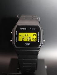 “Eclipse” Yellow Casio F91W Red Screen Mod Minimalist Brand New