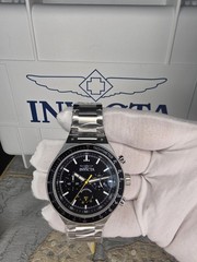 Invicta Speedway Gearshift Racing Chronograph Quartz Black Dial SS Watch 44mm