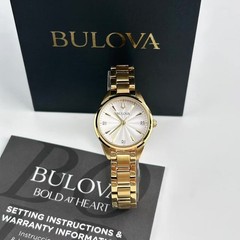 Bulova Sutton 97P150 Women’s Classic Watch White Dial Gold Diamond Watch 28mm