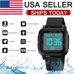 Men’s Military Sports Watch LED Screen Large Digital Face Waterproof Wristwatch