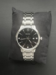 Bulova 96D141 Men’s Dress Watch-40mm Black Dial, Stainless Steel,Diamond Accents