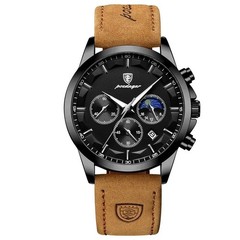 Luxury Chronograph Men’s Watch Leather Strap Quartz Waterproof Business Wristwat