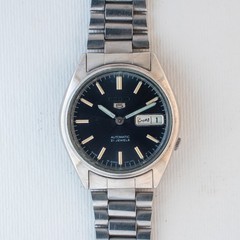 Vintage Seiko 5 Auto 7S26-6000 Men’s Watch Arabic/English Day Dark Blue Dial