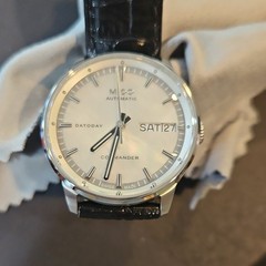MIDO Commander Automatic Day/Date Swiss Made Silver Dial Black Leather Strap