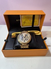 Stuhrling Legacy 4003 Automatic Dual Time Skeleton Rose Gold Never worn with Box