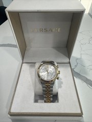 Versace VE2U00422 Hellenyium Chrono white silver gold Steel Men’s Watch NEW