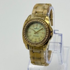 Women’s ANNE KLEIN Gold Tone Bracelet Watch, Faux Horn, Crystals 30mm 10/9380