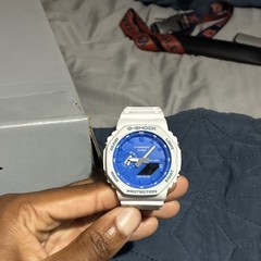 Casio G-SHOCK Analog/Digital Quartz Watch Blue Dial White Resin 200m 45mm