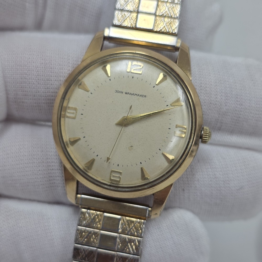 John Wanamaker Swiss Men’s 6102 Watch Arrow Second Automatic Cal AS 1580 Rare