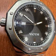 Bulova 98D103 Men’sStainless Steel Watch 08 DIAMONDS WORKS, MISSING END LINK