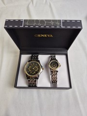New Men’s & Women’s Geneva Classic Collection Gold & Silver Toned Watch Set