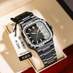 POEDAGAR Men Business Watch Stainless Steel Day Date Luminous Waterproof Quartz