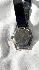 For Parts/Not working-Seiko Analog wristwatch-Silver Tone Case-Blue Dial