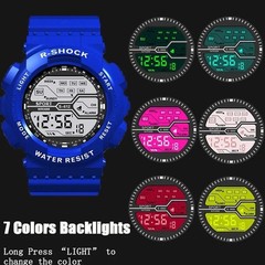 Men’s Digital Sports Watch LED Waterproof Shock Resistant Large Screen Wrist