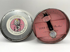 FAO Schwarz Silver Screen Barbie Watch Tin is Rusted Watch is Unused