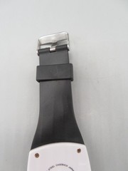Curfew Quartz Watch Multicolor Numbers, White Bezel, Black Band, New Battery