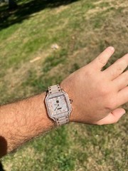 14k Rose Gold Plated & Stainless Steel Real Mens Watch CZ Hip Hop Arabic Dial