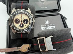 TACTICAL FROG Titanium VS75B Solar Power Quartz Chronograph Watch Newman Panda