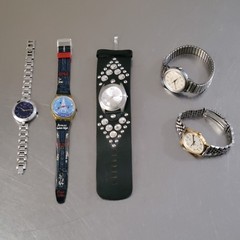 Watch Lot Of 5: SWATCH TITI PARISIEN GK276, CARAVELLE, TIMEX, RELIC, GUESS