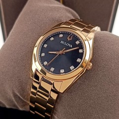Women’s Bulova Surveyor 97P156 Gray Dial Rose Gold Strap Stainless Quartz Watch