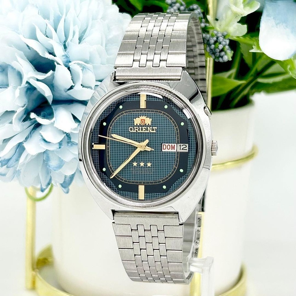 Orient Three Star Crystal X1143-55A Automatic Mens Watch 19cm Wrist Navy Dial