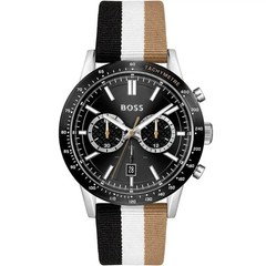 HUGO BOSS Volane Chronograph Black Dial Men Watch Fabric Leather 1513963