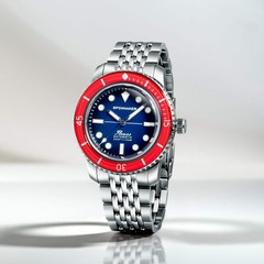 Fleuss 40 Automatic Red & Blue / Stainless Steel Blue Dial Wristwatch SP-5133-DD