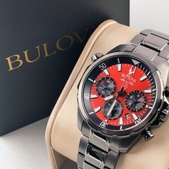 Bulova 98B350 Marine Star Men’s Chronograph Quartz Watch Red Dial Stainless 43mm