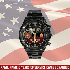 US Marine Corps, E 4 Marines Corporal – Black Stainless Steel Watch