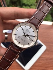 MIDO Commander Automatic Chronometer Day Date Watch 40mm Leather Strap