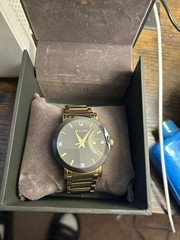 Bulova Men’s Diamond Accent Black Dial Gold-Tone Bracelet Quartz Date Watch