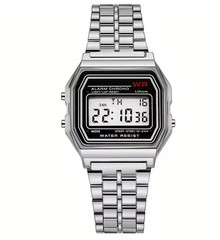 F91W Non-Waterproof Steel Band Watch For Women, Men