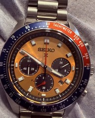 Seiko Prospex Speedtimer Pogue Solar Steel Bracelet Gold Dial Watch SSC947 New
