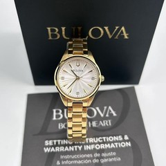Bulova Sutton 97P150 Women’s Classic Watch White Dial Gold Diamond Watch 28mm