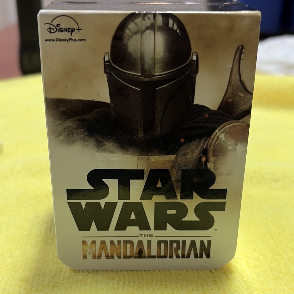 Star Wars The Mandalorian Men’s Quartz Analog Watch Black Dial Leather Strap Box