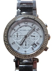 Michael Kors Parker Chronograph Women’s Watch MK-5353 Silver Tone Used